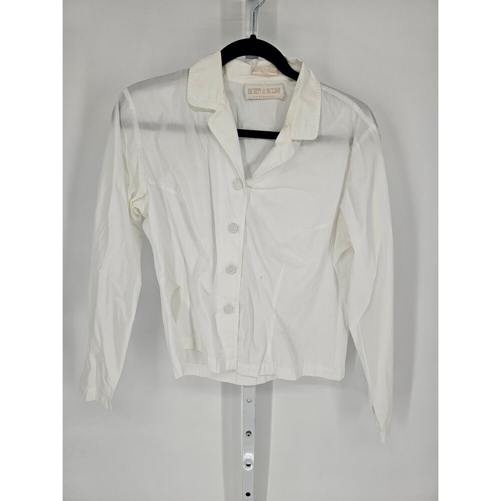 Bickett & Ingrish Women's White Cotton Blend Long Sleeve Button-Down Shirt XL